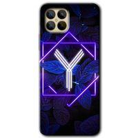 Omix X600 Kılıf HD Desen Baskılı Arka Kapak - Dark Neon Yaprak Y Harfi