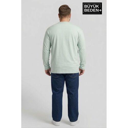 Erkek Büyük Beden Uzun Kollu 2 İplik Bisiklet Yaka Tişört SPR26BEA942