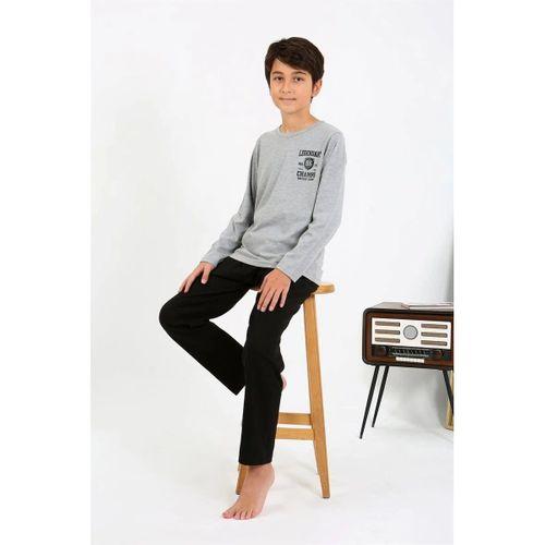Erkek Çocuk Uzun Kol Penye Pijama Takım Gri