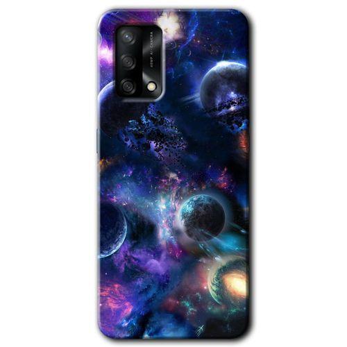 Oppo A74 Kılıf HD Desen Baskılı Arka Kapak + Temperli Cam - Gezegen Karışımı