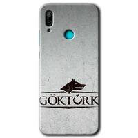 MRCİLETİSİM Huawei P smart 2019 Kılıf Baskılı Kapak - Göktürk + 5D Tam Kaplayan Cam