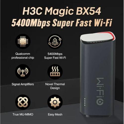 H3C Magic BX54, Tekli Mesh, 5400Mbps, Dual Band, WiFi6, 4Port Gigabit Lan, Geniş kapsama Alanı, Router, Geniş Alan İnternet Ağı Sağlayıcısı