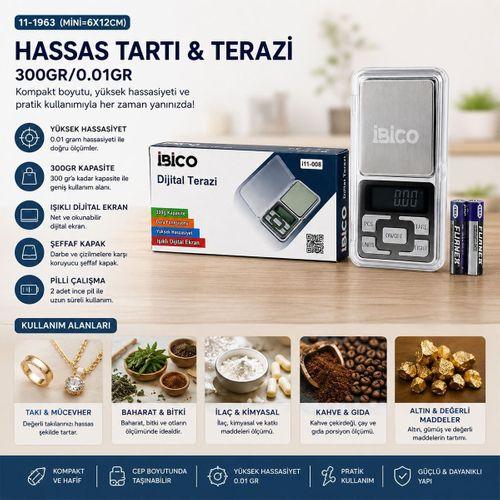 Mini Hassas Terazi 300g/0.01g (6x12 cm) Şeffaf Kapaklı, Pilli