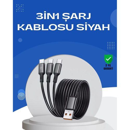 Evrensel 3 Başlıklı Şarj Kablosu – İphone Huawei Samsung İçin