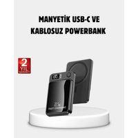Manyetik Powerbank 15w Wireless Hızlı Şarj Led Ekranlı