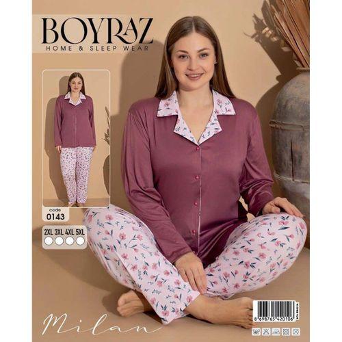 Boyraz 0143 Kadın Milan Battal Uzun Kol Pijama Takımı