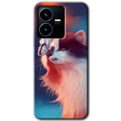 Vivo Y35s Kılıf HD Desen Baskılı Arka Kapak - Cat Butterfly