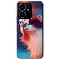 Vivo Y35s Kılıf HD Desen Baskılı Arka Kapak - Cat Butterfly