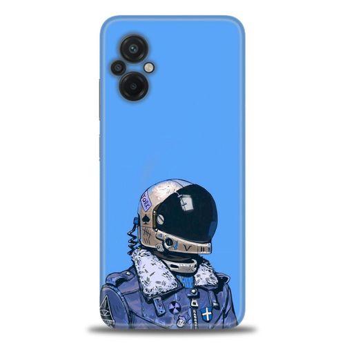 Xiaomi Poco M5 Kılıf HD Baskılı Kılıf - Mavi Astronot + Tam Ekran Koruyucu
