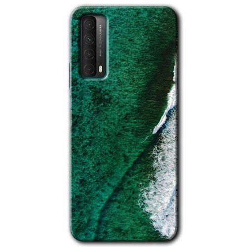 MRCİLETİSİM Huawei P Smart 2021 Kılıf HD Desen Baskılı Arka Kapak + Temperli Cam - Yeşil Okyanus