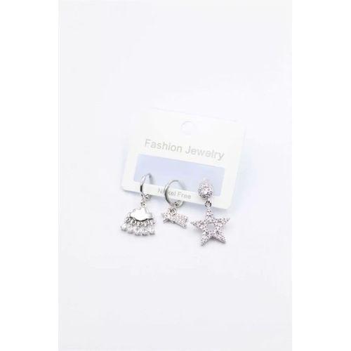 3'lü Yıldız Küpe - Gümüş