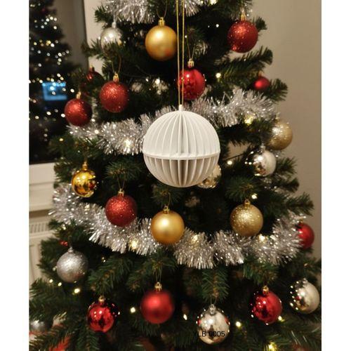 Beyaz Dikey Cizgili Yuvarlak Dekoratif Yilbasi Susu