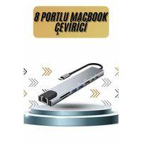 8 Portlu Macbook Çevirici Type C Hub  Sd Tf Usb Çoğaltıcı Ethernet
