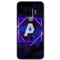 Potkal Hediye Fabrikası Samsung Galaxy S9 Plus Kılıf HD Desen Baskılı Arka Kapak - Dark Neon Yaprak A Harfi