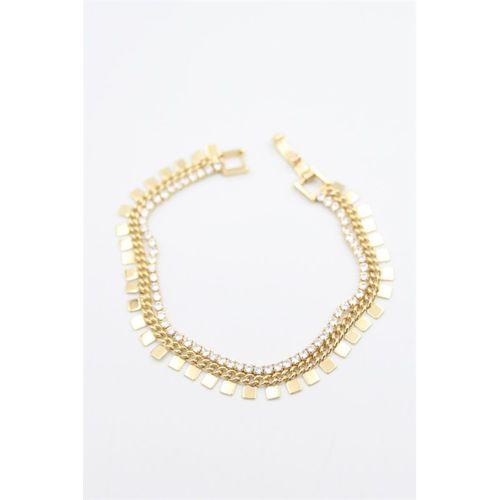 Kare Pullu Su Yolu Bileklik - Altın