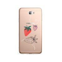 Samsung J7 Prime Çilek Desenli Premium Şeffaf Silikon Kılıf