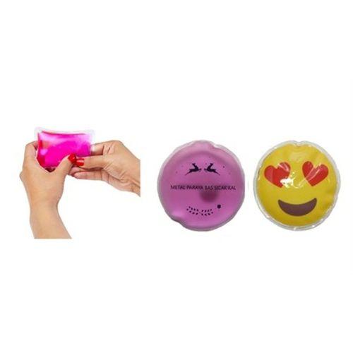 Kalp Emoji Pembe Ceylan Cep Sobası,El Isıtıcı,2 Adet Sıcak Su Torbası Pvc  9Cm