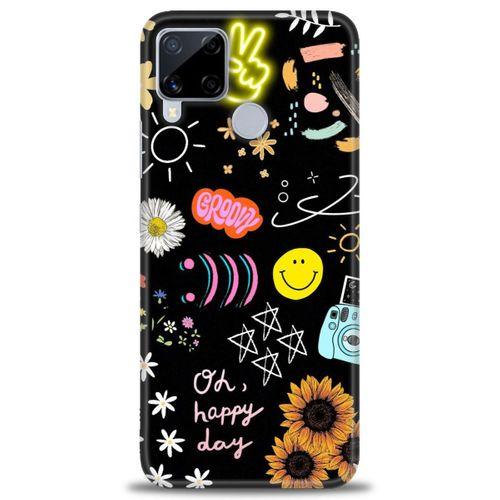 Realme C15 Kılıf HD Baskılı Kılıf - Happy Day + Tam Ekran Koruyucu