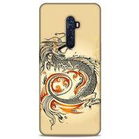 Oppo Reno 2 Kılıf Dragons (27) Tasarımlı Kılıf Siyah Ejderha Dövmesi