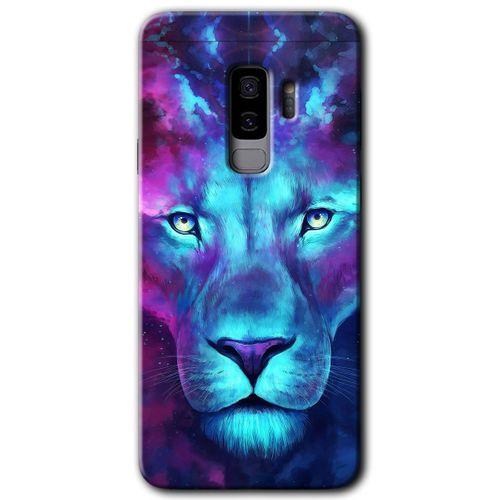 MRCİLETİSİM MRCİLETİSİM Samsung Galaxy S9 Plus Kılıf HD Desen Baskılı Arka Kapak + Temperli Cam - Neon Lion