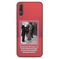 Huawei P20 Pro Kılıf Atatürk (5) Koruma Kabı Açık Kırmızı