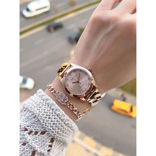 Ferrucci Çelik Kordon 2 Yıl Garantili 3 Atm Suya Dayanıklı Kadın Kol Saati+Bileklik BFC.03588.02