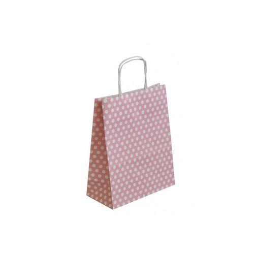KRAFT KAĞIT ÇANTA PEMBE PUANLI 18CM X 24CM - 1 ADET