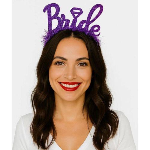 Eğitici Çocuk  Oyuncak Mor Renk Bekarlığa Veda İtalik Yazı Alyanslı Bride Taç