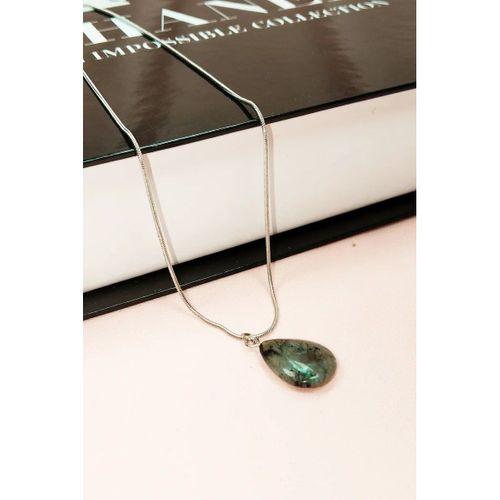 Labradorit Doğal Taşı Zincirli El Yapımı Kolye Uç: 2 cm Zincir: 20 cm Kutulu