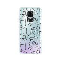 Redmi Note 9 Face Art Desenli Premium Şeffaf Silikon Kılıf