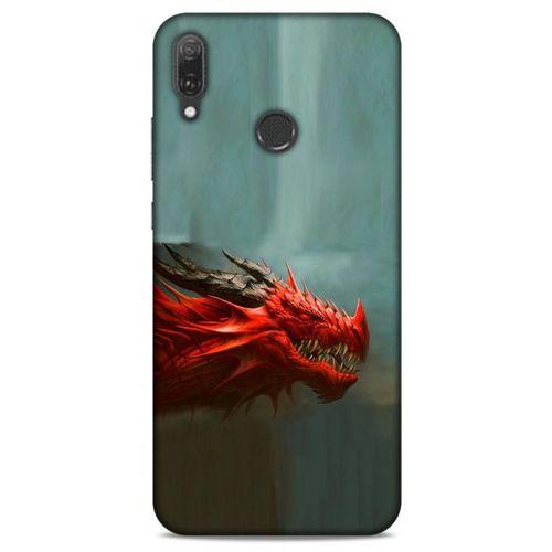 Huawei Y9 2019 Kılıf Dragons (17) Tasarım Kılıf Siyah Boynuzlu Ejderha