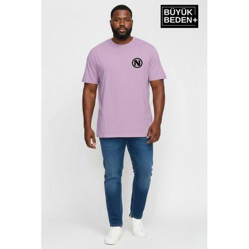 Erkek Büyük Beden N Baskılı 3xl-6xl Bisiklet Yaka Tshırt SPR26BTS510-19