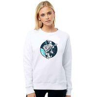 Astronaut Guitar Baskılı Beyaz Kadın Sweatshirt
