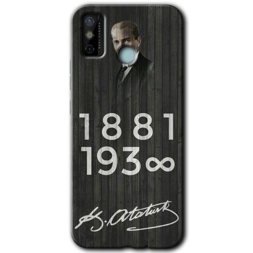 Tecno Spark 6 Go Kılıf HD Desen Baskılı Arka Kapak - Atatürk Ahşap İmza + Kırılmaz Cam