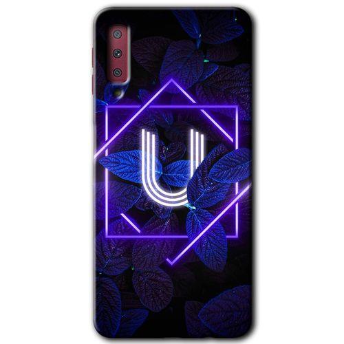 Potkal Hediye Fabrikası Samsung Galaxy A7 2018 Kılıf HD Desen Baskılı Arka Kapak - Dark Neon Yaprak U Harfi