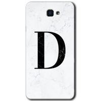 Potkal Hediye Fabrikası Samsung Galaxy J7 Prime HD Baskılı Kılıf + 9D Tam Ekran Koruyucu-Beyaz Mermer Desenli D Harfi