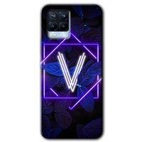 BeRa Aksesuar Realme 8 Kılıf Baskılı Kapak - Dark Neon Yaprak V Harfi +Tam Kaplayan Mat Seramik