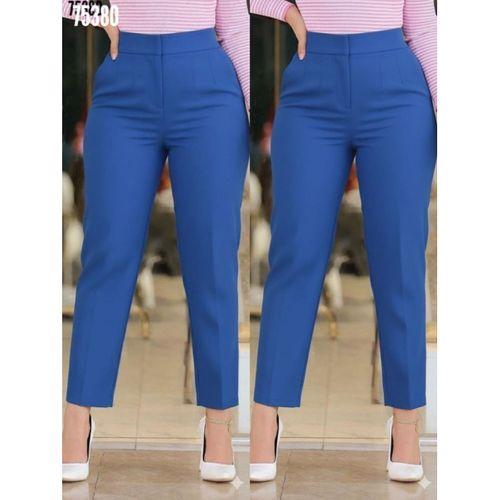 Kadın üste Oturan Paçası Bilek üzerinde Biten Krep Kumaş Pantolon 36 (S) - 50 (5XL)