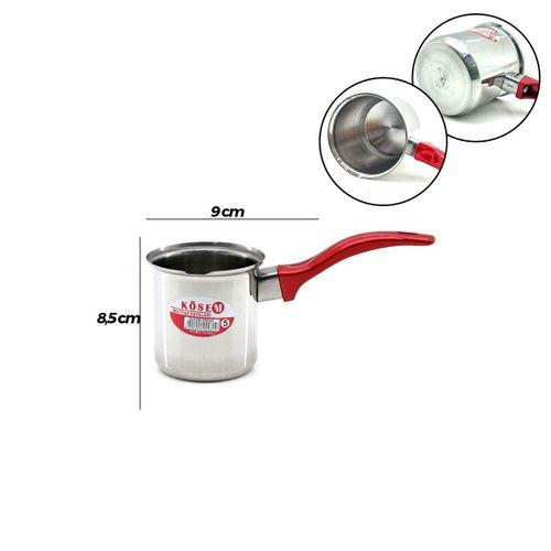 Çelik Cezve No.5 Kırmızı Kulplu