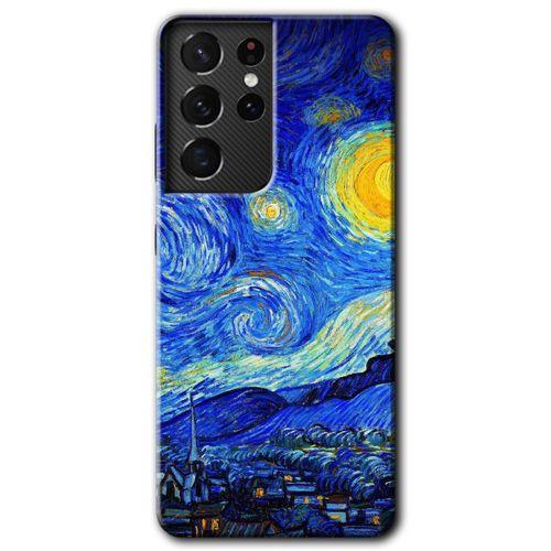 Samsung Galaxy S21 Ultra HD Baskılı Kılıf + 9D Tam Ekran Koruyucu - Starry Night