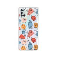 Samsung A21S Sevimli Kedi Figürleri Desenli Premium Şeffaf Silikon Kılıf
