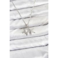 316L Çelik Zincir Gümüş Renk Deniz Yıldızı Model Zirkon Taşlı Kadın Kolye