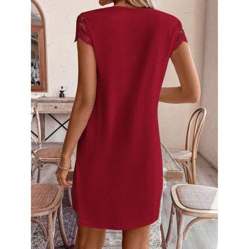 Kadın Kısa Kollu V Yakalı Viskon Elbise