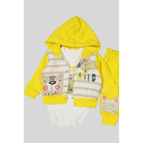 Kamp Desenli Kapüşonlu % 100 Pamuk Erkek Bebek Takımı