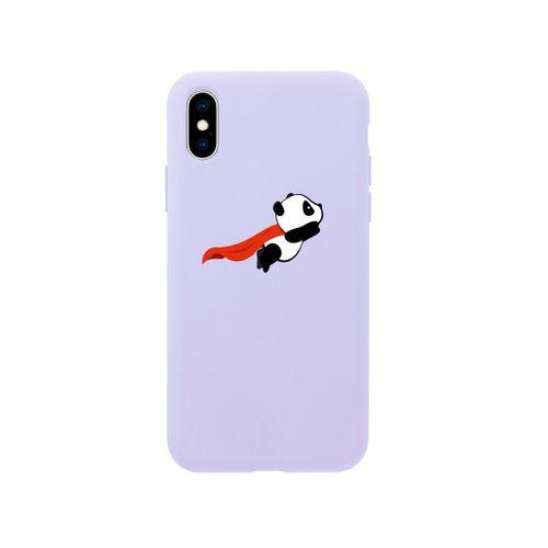 iPhone Xs MAX Uçan Panda Desenli Lila Premium Lansman Kılıf