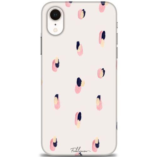 iPhone XR Kılıf HD Baskılı Kılıf - Pembe Lacivert + Tam Ekran Koruyucu