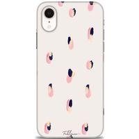 iPhone XR Kılıf HD Baskılı Kılıf - Pembe Lacivert + Tam Ekran Koruyucu