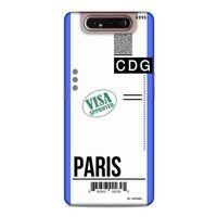 Samsung Galaxy A80 Kılıf Uçak Bileti Paris Arka Kapak Koruma Desenli Full Koruyucu