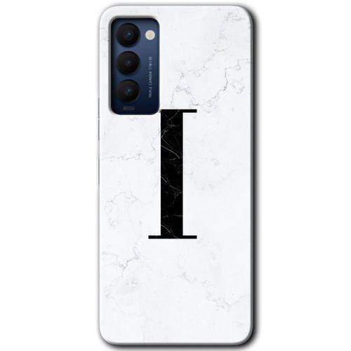Tecno Camon 18 Kılıf HD Desen Baskılı Arka Kapak - Beyaz Mermer Desenli I Harfi