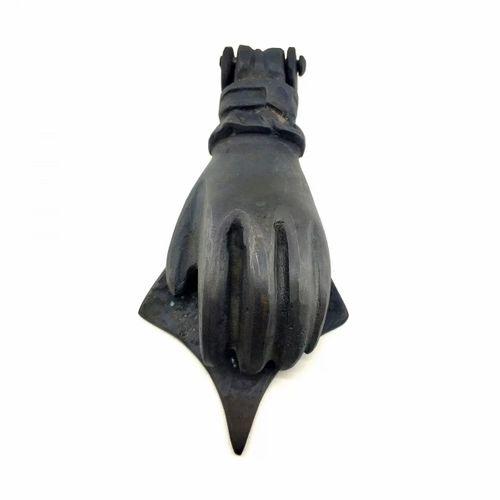 Antika Tarz Dekoratif Pirinç El Kapı Tokmağı, Taktak - 167x75 Mm, Oksit